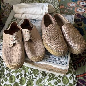 Joie Woven Tan and pinkish Gold Espadrilles